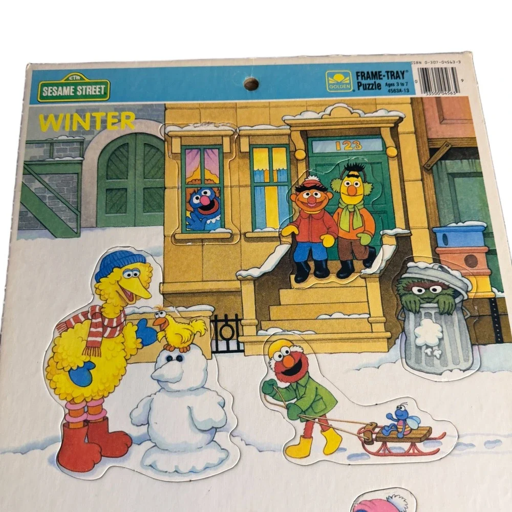 Vintage 1991 Sesame Street Winter‎ Frame-Tray Puzzle Golden Big Bird Elmo